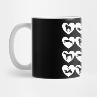 Greyhounds in White Love Hearts Mug